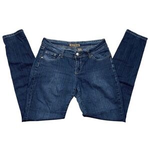 Low Rise Skinny Jeans Dark Wash Contrast Stitch Size 11 Stretch Denim